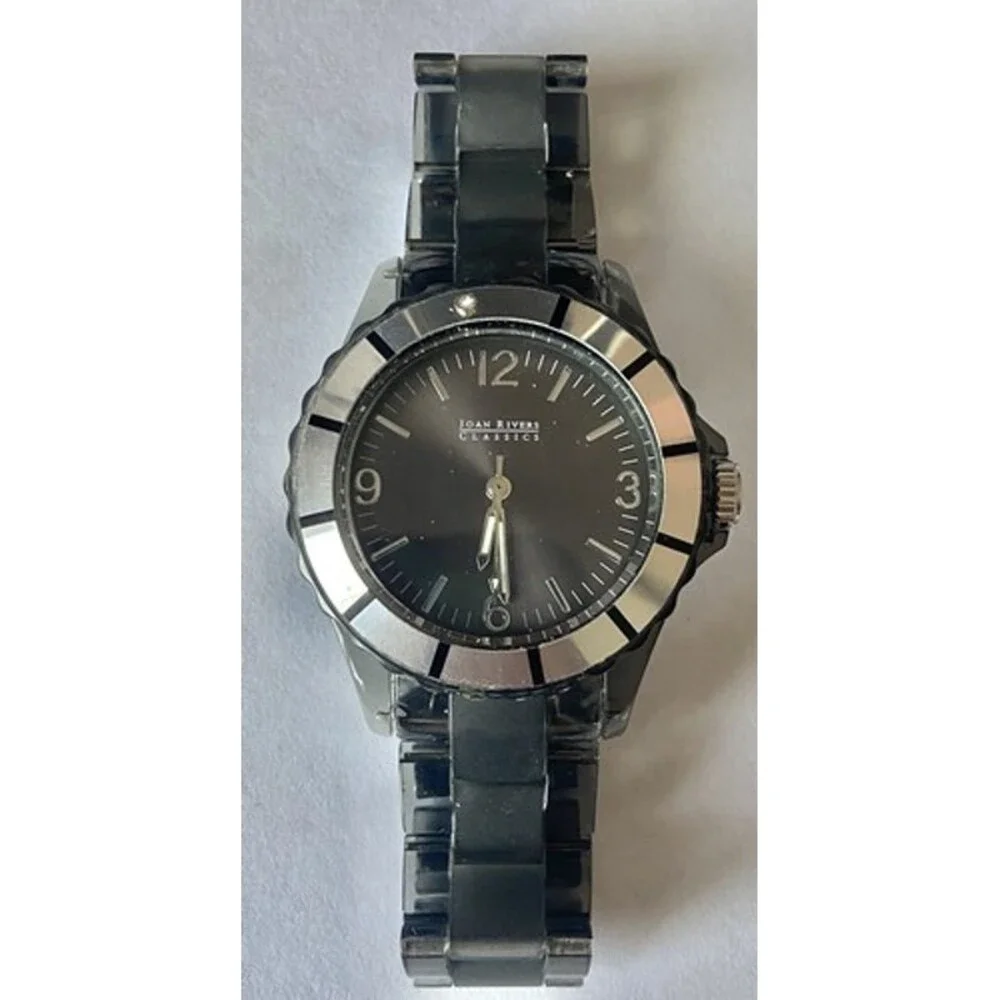 JOAN RIVERS CLASSICS 377  Women Black Dial &  Gray Transparent Strap with Steel